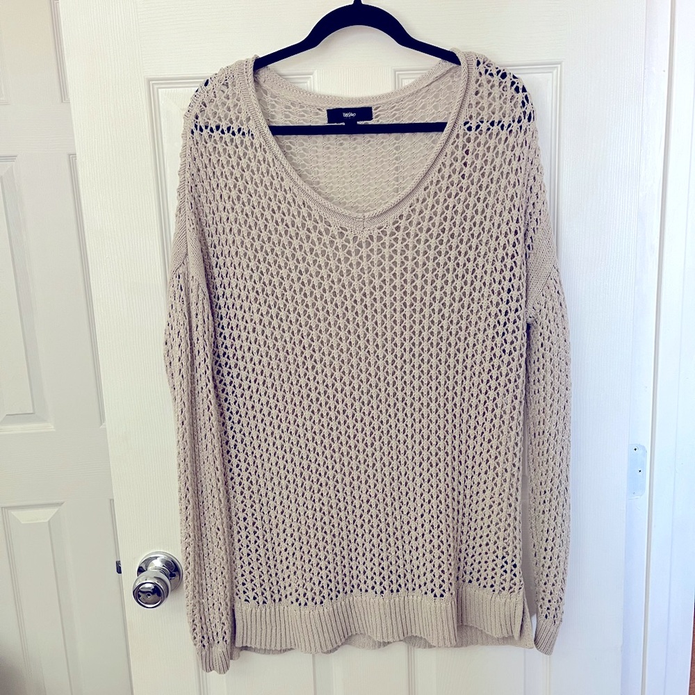 Mossimo Knit Bohemian Long Sleeve Sweater XL Beige